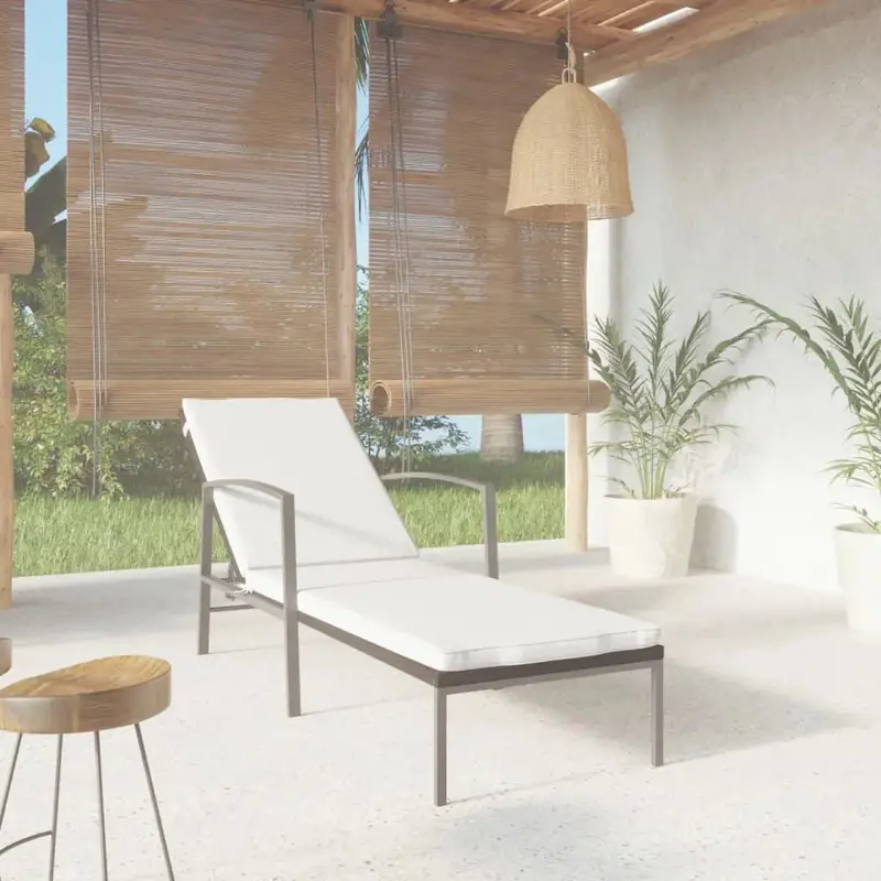 Black Poly-Rattan Garden Sun Lounger – All-Weather Outdoor Recliner with Comfort Cushion