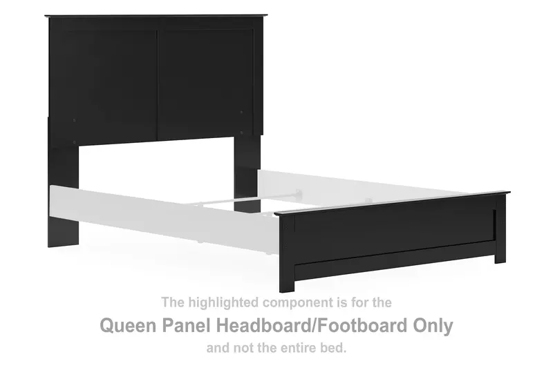 Black Queen Panel Bed with Headboard and Footboard – Maribel Collection