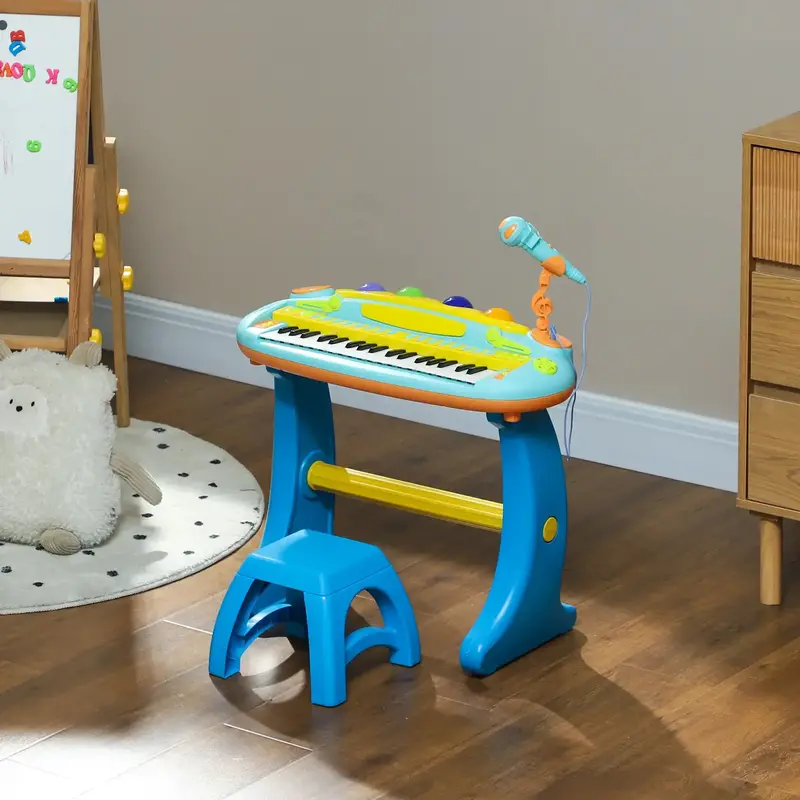Blue 37-Key Children’s Piano – 22 Songs, 8 Rhythms, 8 Timbres & Interactive LED Display by AIYAPLAY