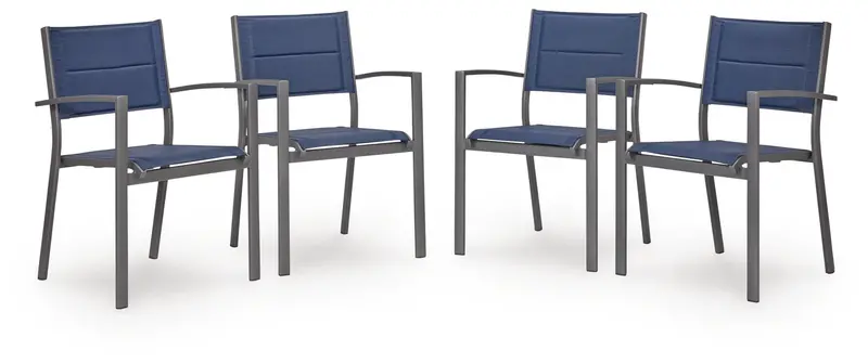 Blue and Gray Sling Arm Chairs (4-Pack) – Point Bonita Outdoor Set