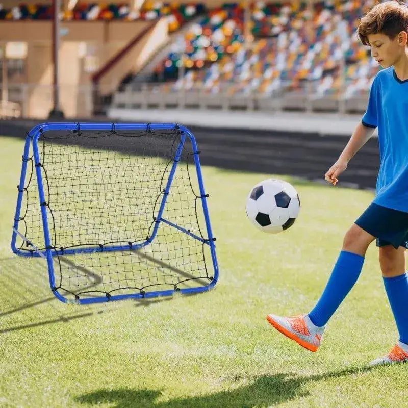 Blue Football Rebounder Net – 100x90cm PE Mesh on Adjustable Steel Frame | HOMCOM