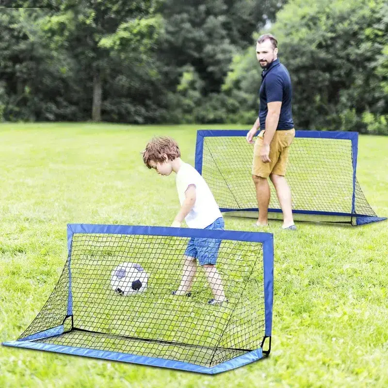 Blue Portable Football Net (183x90cm) with Steel Frame & Tetoron Mesh – Lightweight Practice Goal with Carry Bag – HOMCOM