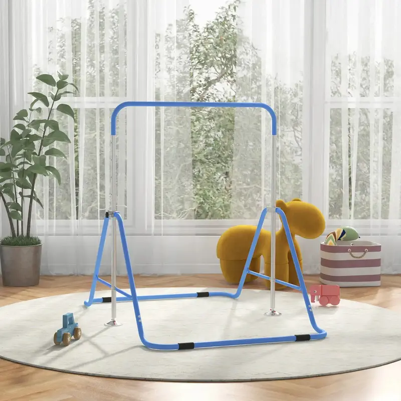 Blue Steel Kids Gymnastics Bar – Height-Adjustable (88.5–128.5cm) with Stable Base – HOMCOM