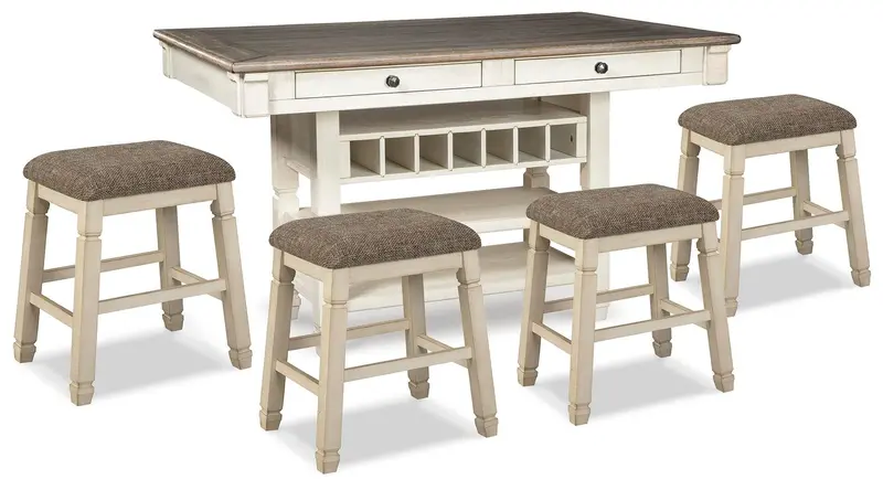 Bolanburg Two-Tone Counter Height Dining Table with Four Matching Barstools