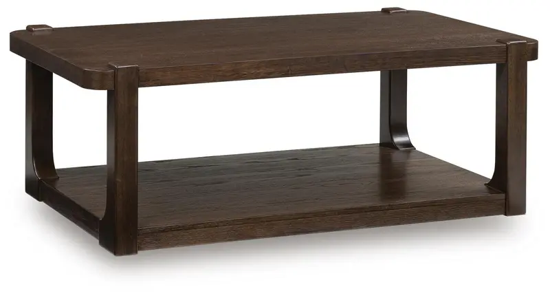 Breckington Dark Brown Rectangular Cocktail Table – Solid Wood Accent Piece