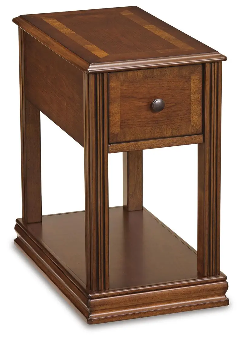 Breegin Brown Wooden Side Table with Chair-Height Design