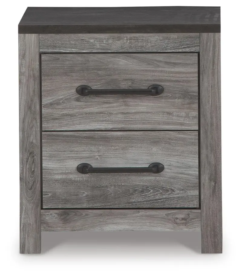 Bronyan Dark Gray Compact Nightstand with Two Drawers