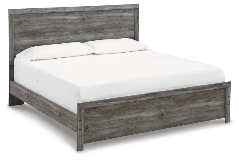 Bronyan Dark Gray King Panel Bed with Modern Silhouette