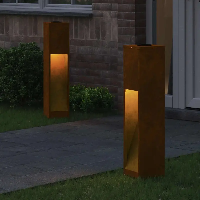 Bronze-Finished Solar LED Pathway Lights (2-Pack) | Weathering Steel Design with Warm White LEDs by VIDAXL