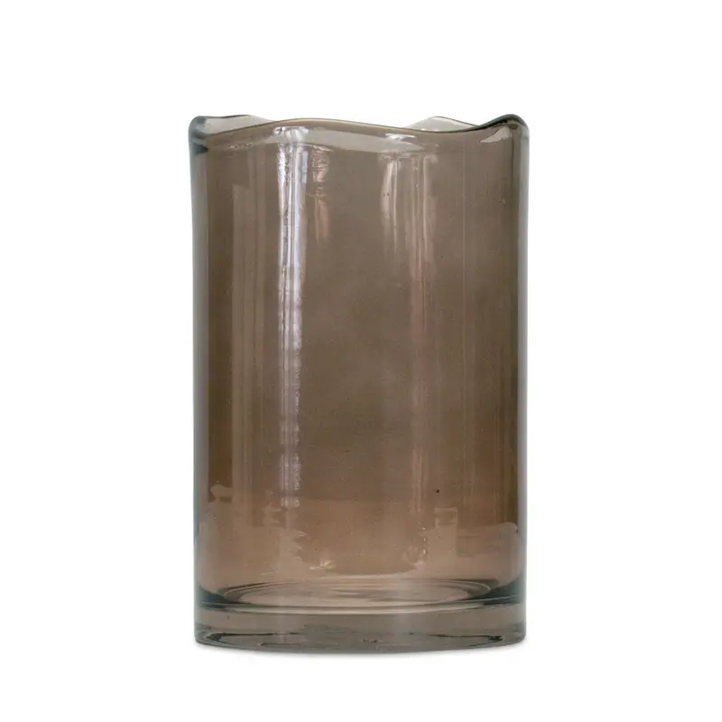 Brown Cylinder Glass Table Vase – 8 Inch Tall Decorative Accent