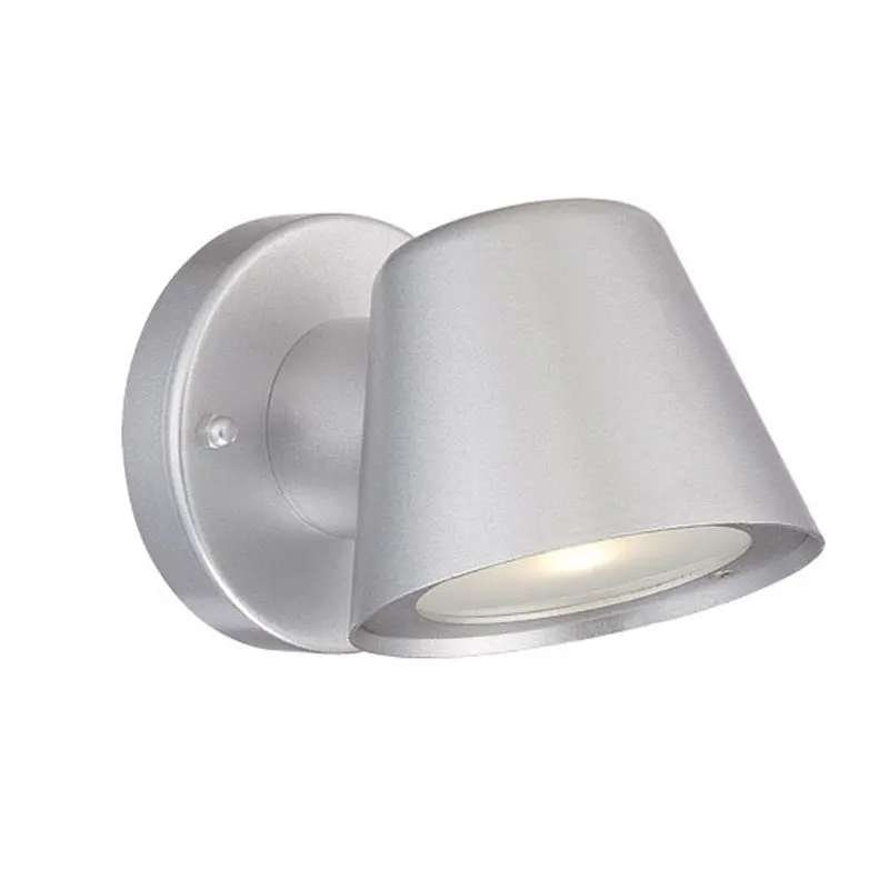 Brushed Silver LED Short Cone Wall Light Fixture