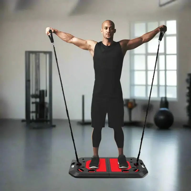Cable Pulley Gym System – Multi-Functional Home Workout Station with Handles & Resistance Straps | COSTWAY