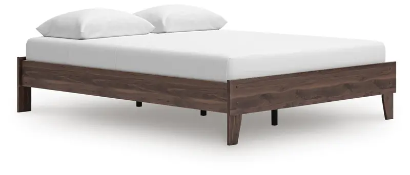 Calverson Mocha Queen Platform Bed with Solid Wood Finish