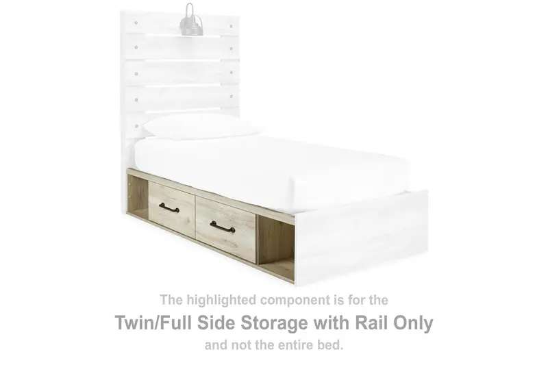 Cambeck Whitewash TV Stand with Side Storage and Rail