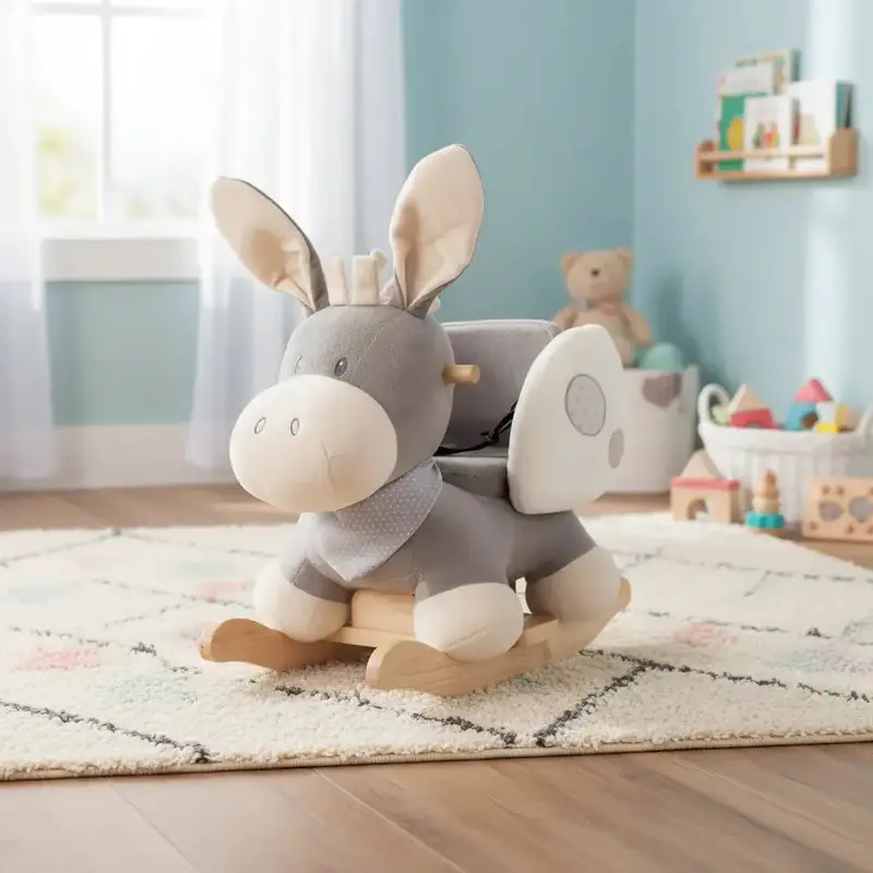 Cappuccino Donkey Rocker – Stylish Animal-Themed Seat with Secure Harness & Non-Tip Frame by NATTOU
