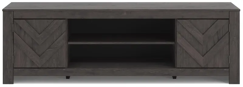 Cayboni Black Large TV Stand with Optional Electric Fireplace