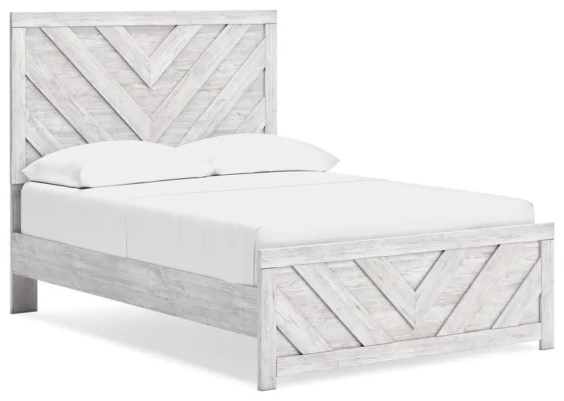Cayboni Whitewash Full-Size Panel Bed