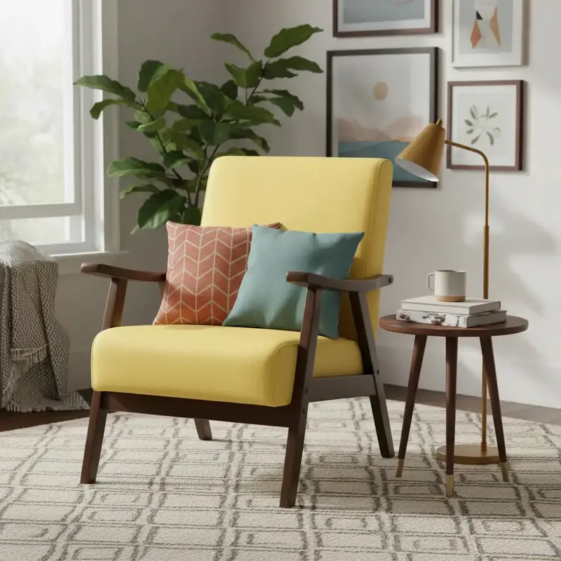 Champagne Velvet Accent Chair with Curved Arms – Nordic-Inspired Design by HOMCOM