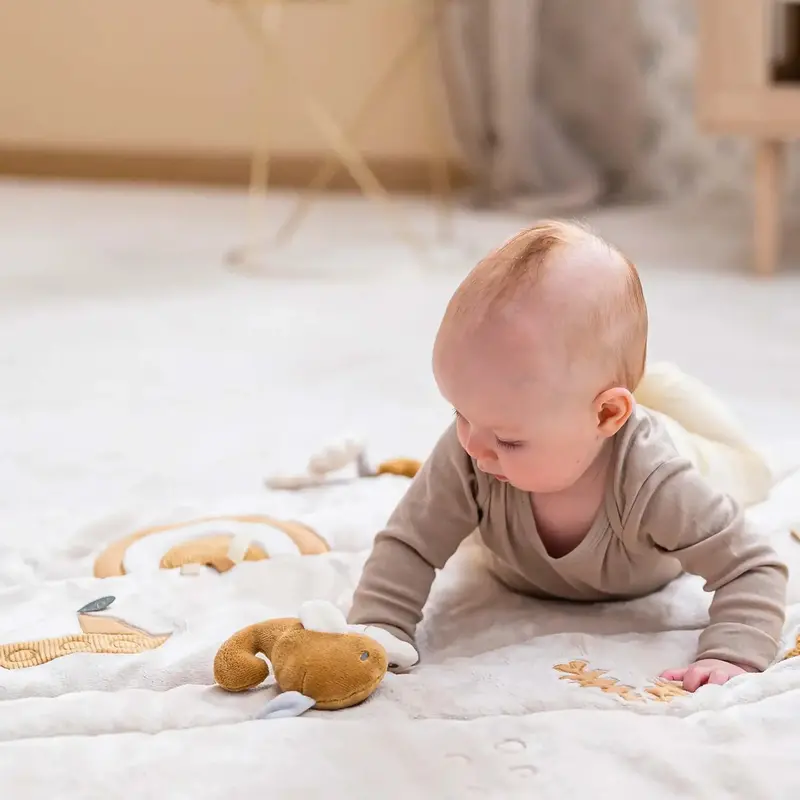 Charlie Baby Sensory Activity Mat with Mirror, Textures & Rattles – Padded Playmat by NATTOU