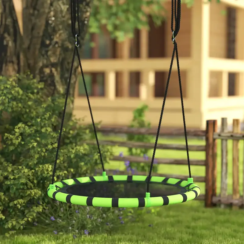 Child-Sized Swing Seat – 98 cm Green & Black Foam-Padded Safety Design by AIYAPLAY