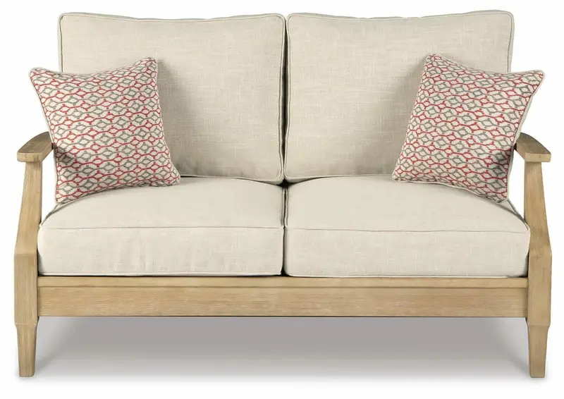 Clare View Beige Upholstered Loveseat with Cushions