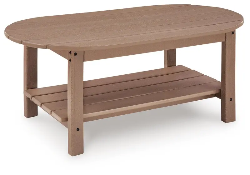 Cliffs Beach Driftwood-Finish Oval Cocktail Table