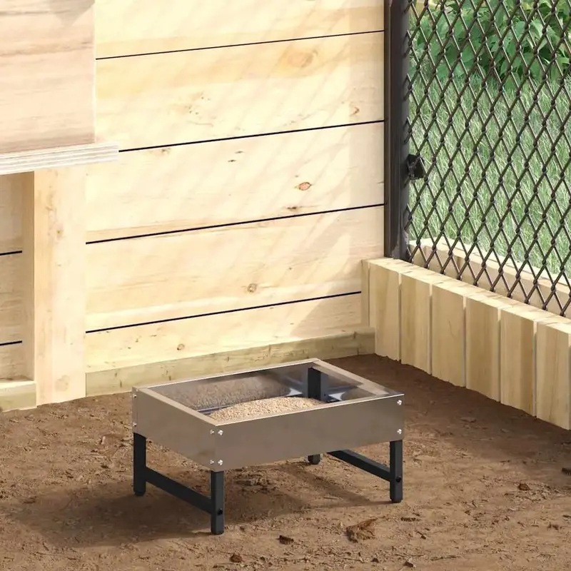 Compact Galvanised Steel Chicken Feeder – 3kg Silver-Finish Poultry Dispenser