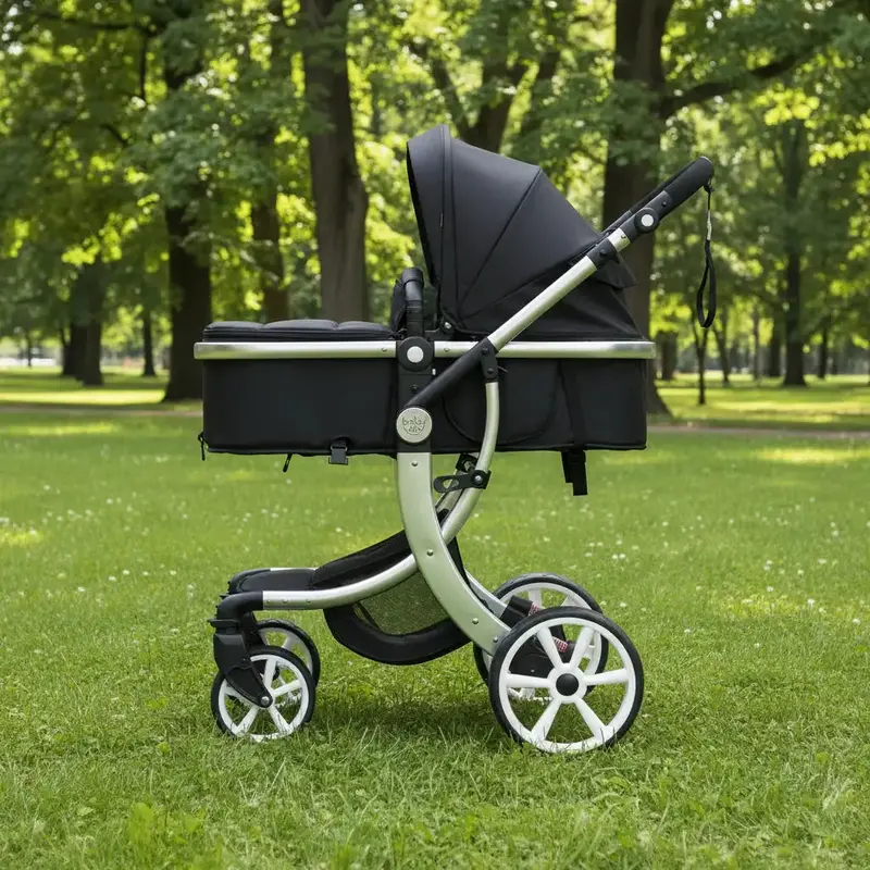 Convertible High-Back Baby Stroller in Black | Reversible Bassinet & Pram Mode by COSTWAY
