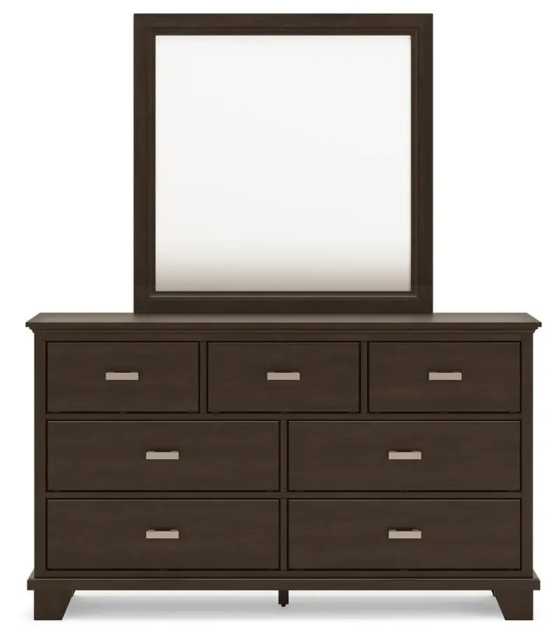 Covetown Dark Brown Dresser and Mirror