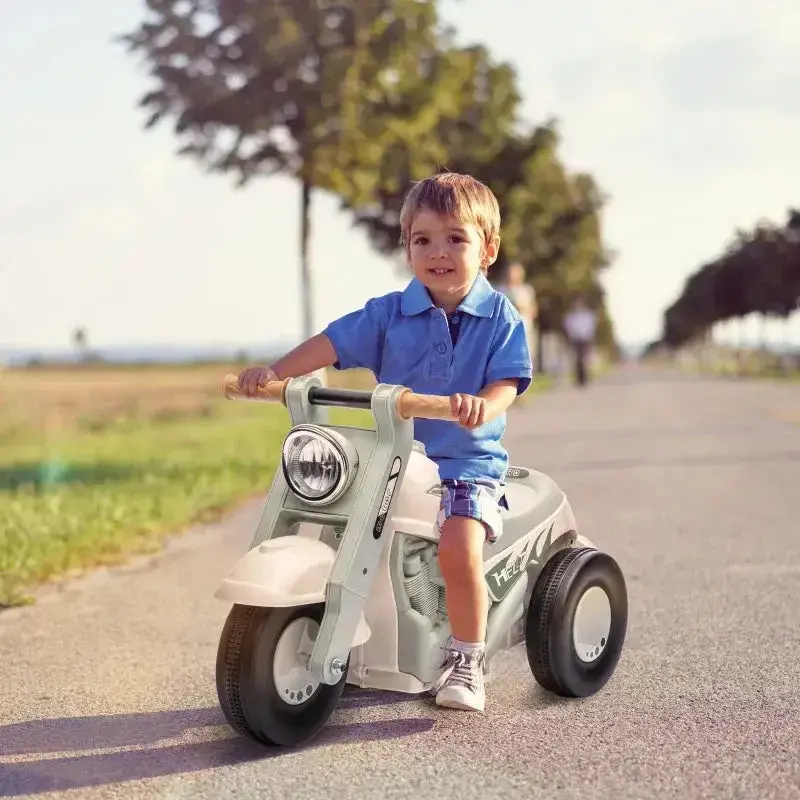 Cream-White Foot-to-Floor Ride-On Motorcycle for Toddlers – Bubble Blower Feature & Smooth Rolling Wheels | AIYAPLAY