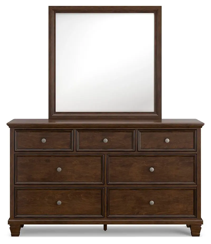 Danabrin Brown Dresser and Mirror Set – Farmhouse-Inspired Storage Combo with Distressed Finish