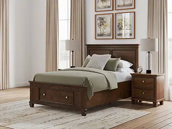 Danabrin Brown Full-Size Storage Bed with Under-Bed Drawers and Slatted Base