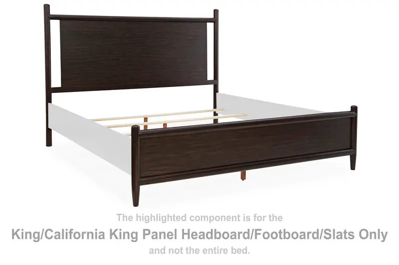 Dantenton Merlot King or California King Panel Bed with Headboard, Footboard, and Slats
