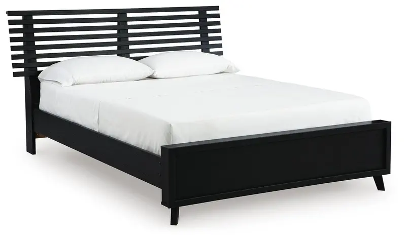 Danziar Black Queen Slat-Style Panel Bed