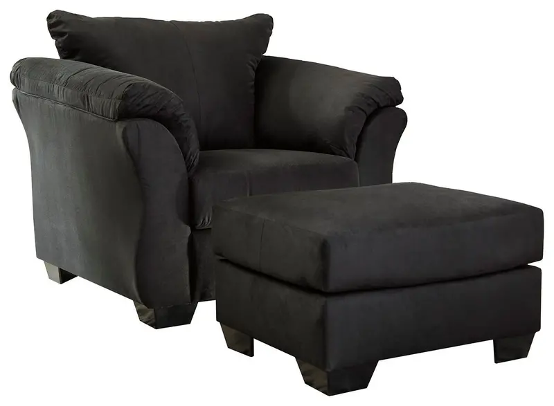 Darcy Black Accent Chair and Matching Ottoman