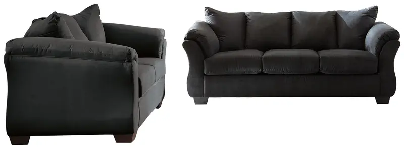 Darcy Black Two-Piece Living Room Set: Sofa and Loveseat