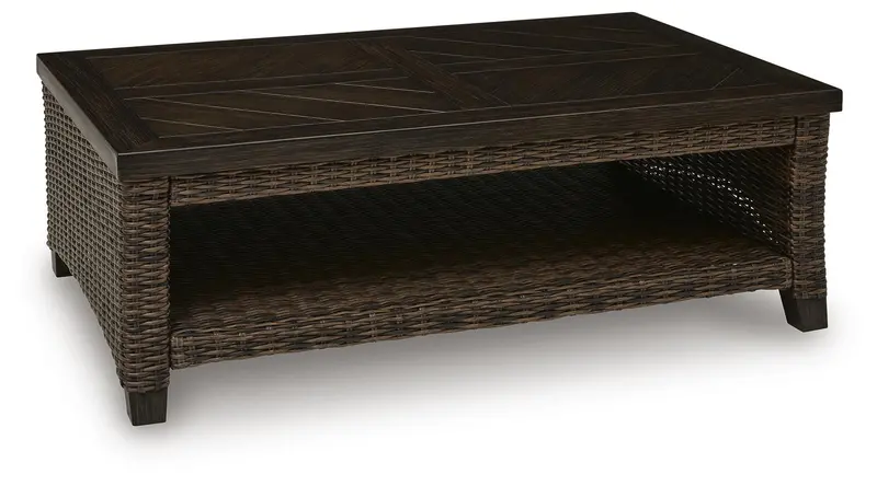 Dark Brown Rectangular Outdoor Cocktail Table – Drakes Beach Line