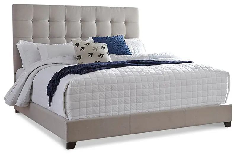 Dolante Beige Upholstered Queen Bed Frame