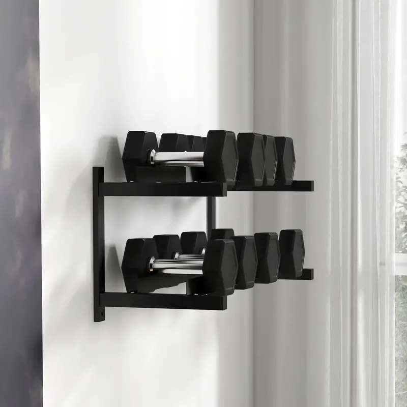Double-Layer Wall-Mounted Dumbbell Rack – Steel Weight Storage System by SPORTNOW