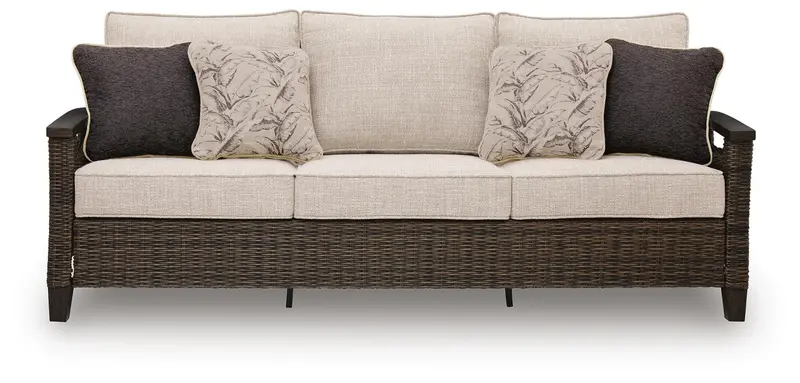 Drakes Beach Dark Brown 3-Person Sofa with Cushioned Back and Seat
