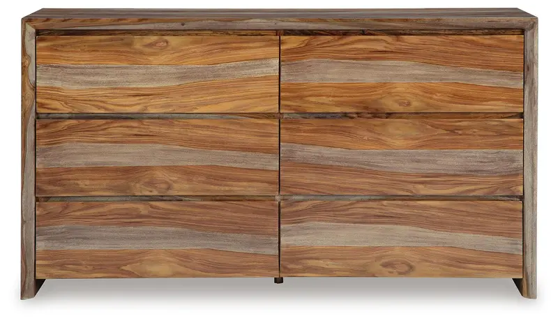 Dressonni Brown Wood Dresser – Traditional 6-Drawer Storage