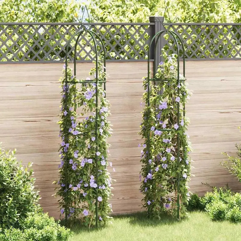 Dual Iron Climbing Tower for Roses & Vines – Dark Green Weather-Resistant Garden Support