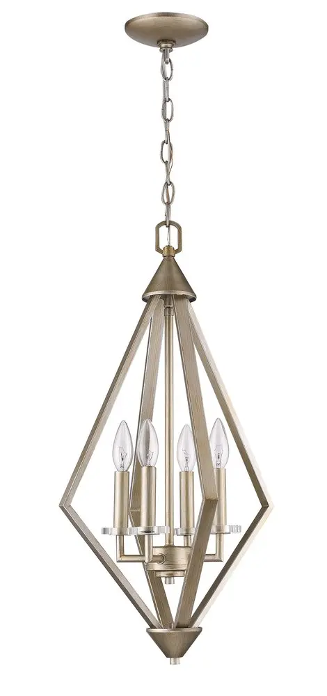 Easton Four-Light Washed Gold Pendant with Crystal-Accented Bobeches