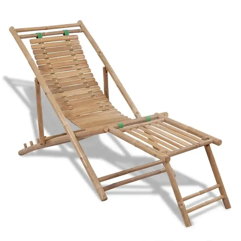 Eco-Friendly Bamboo Deck Chair with Integrated Footrest – Outdoor Lounge Seat