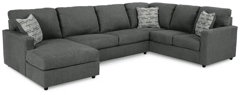 Edenfield Charcoal Three-Piece L-Shaped Sectional with Chaise Seat