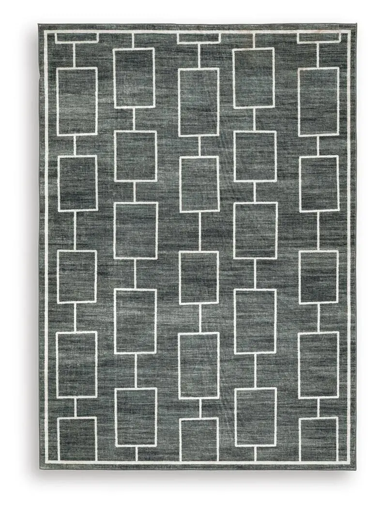 Elderland Black and Gray Washable Medium Area Rug