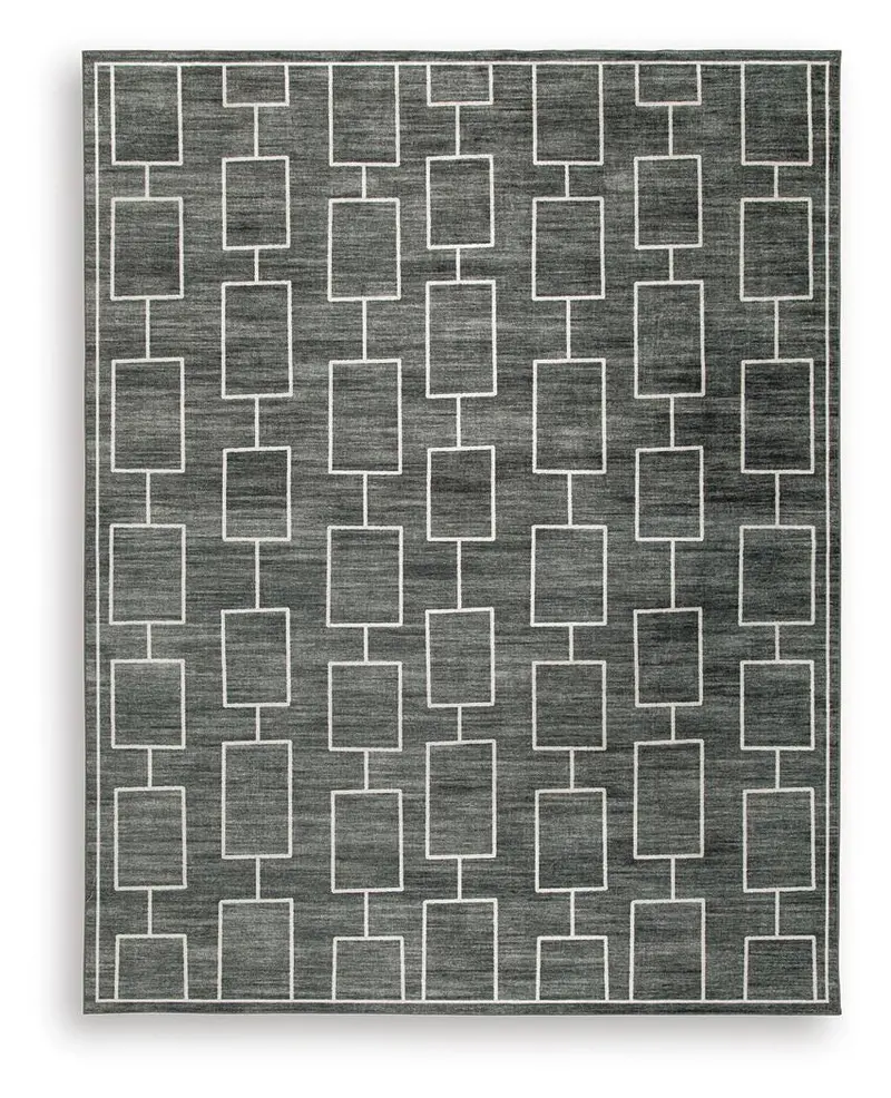 Elderland Modern Black and Gray Machine-Washable Large Rug