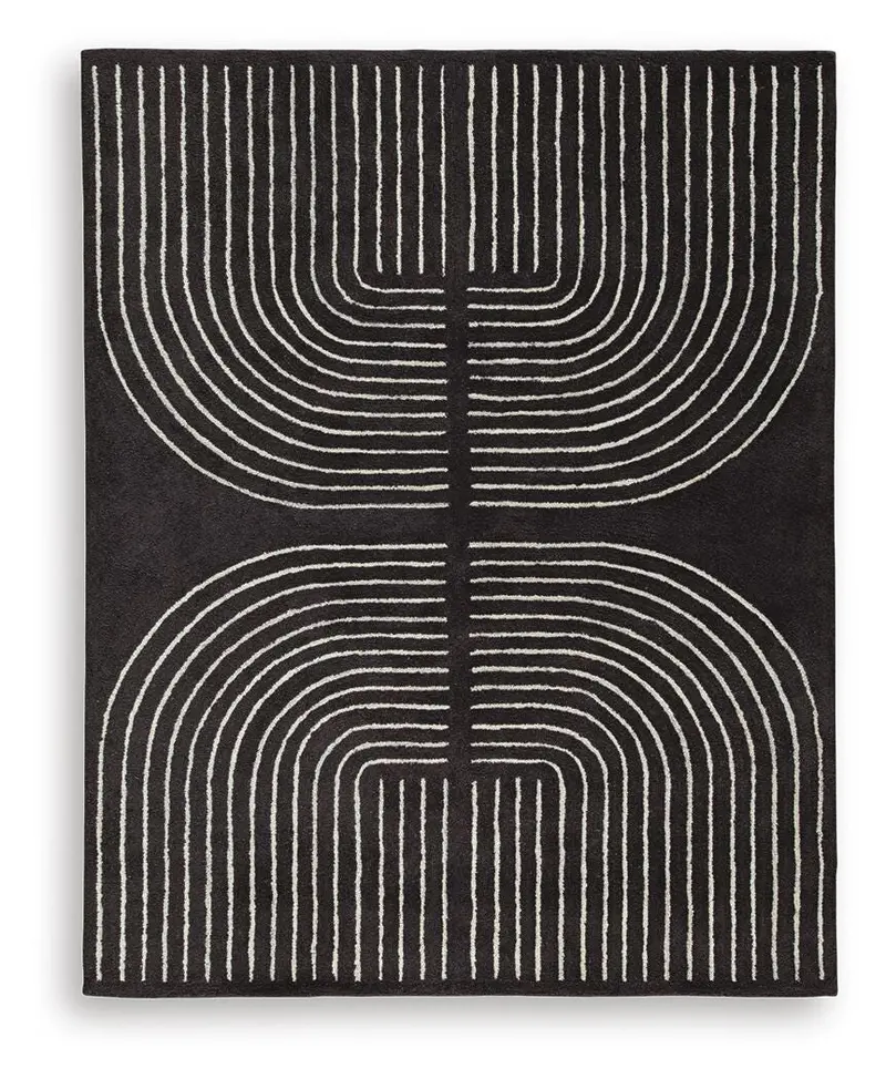 Eldonmore Classic Black and Ivory Striped Large Rug