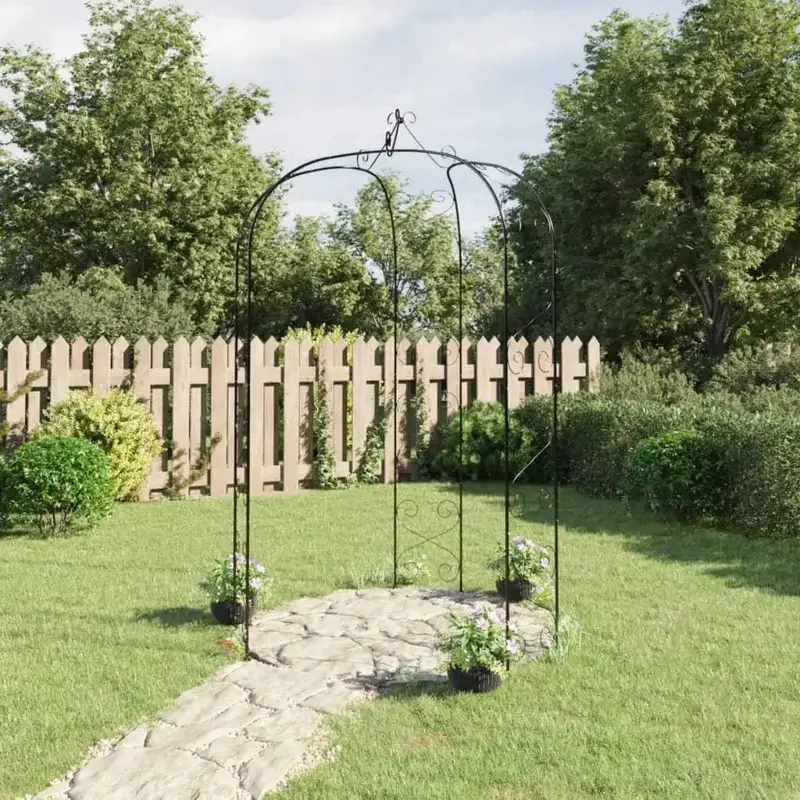 Elegant Black Garden Arch – Powder-Coated Steel Arbour for Climbing Plants