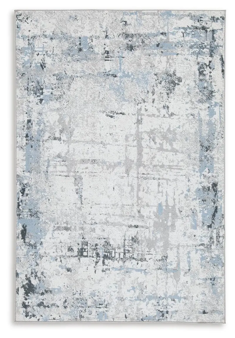 Emertonly Blue White Gray Machine-Washable Large Rug